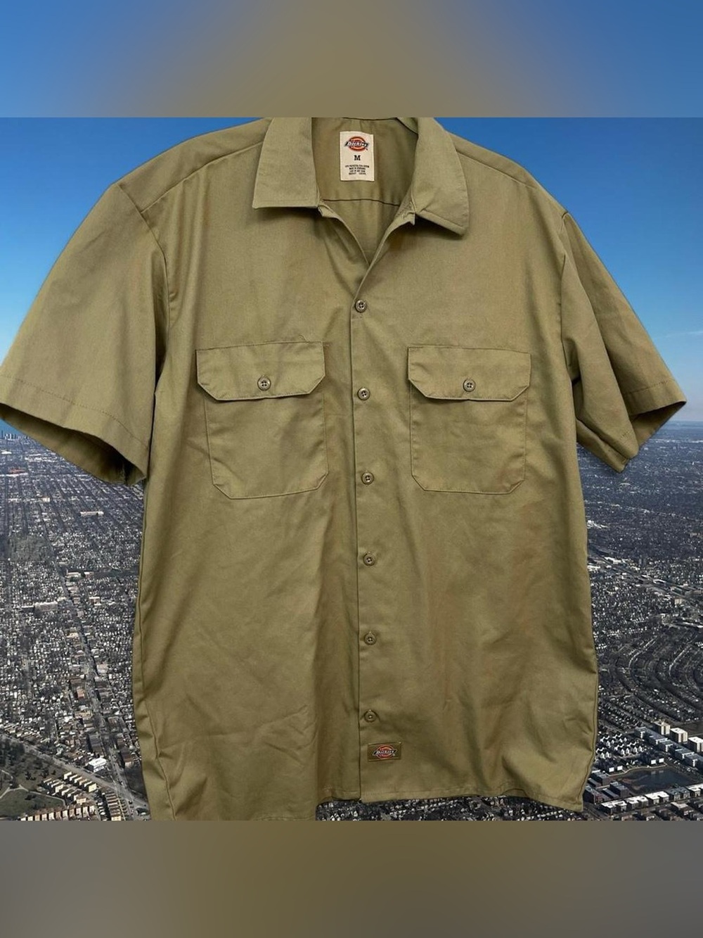 Authentic Dickies Khaki Tan Button-Up Work Shirt